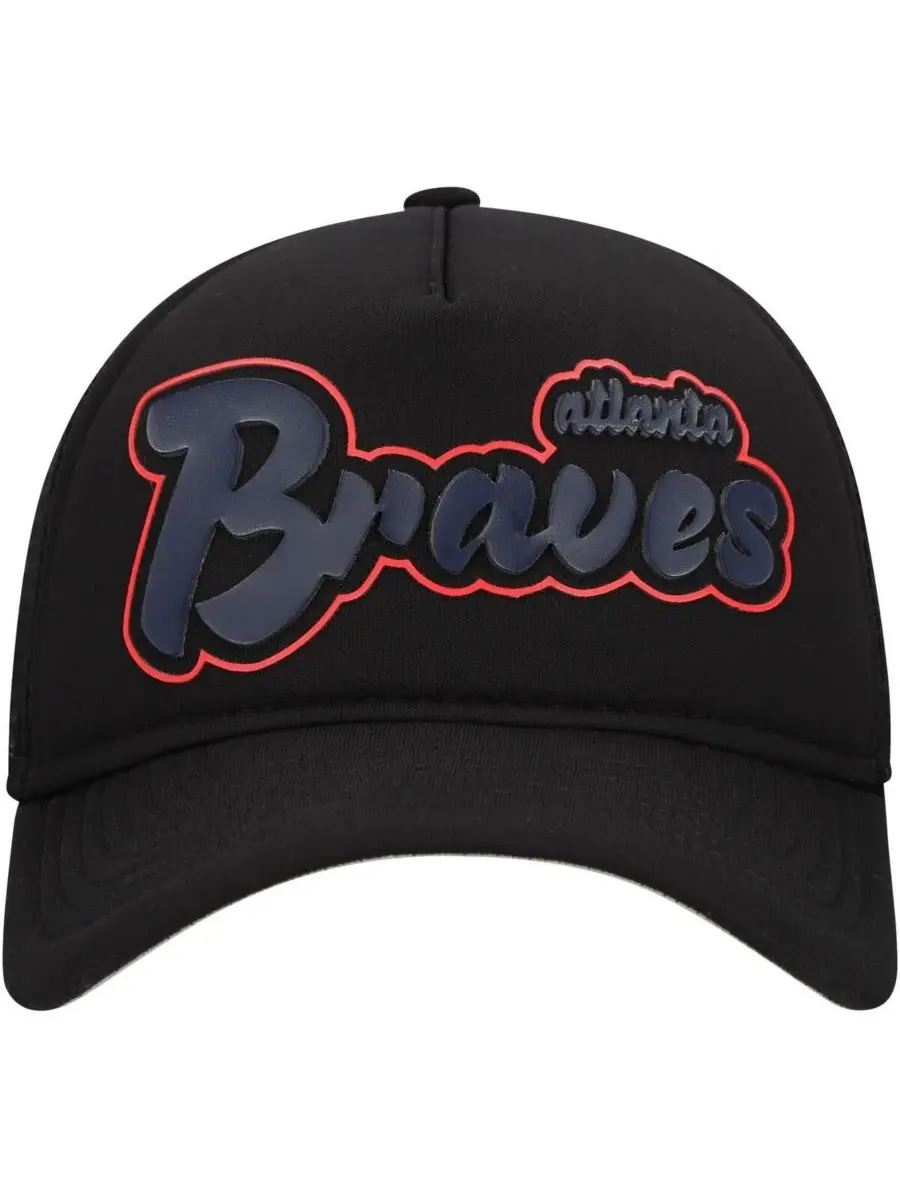 New Era Мужская черная кепка-тракер Atlanta Braves в стиле ретро с А-образным вырезом, регулируемая — изображение 4 из 4