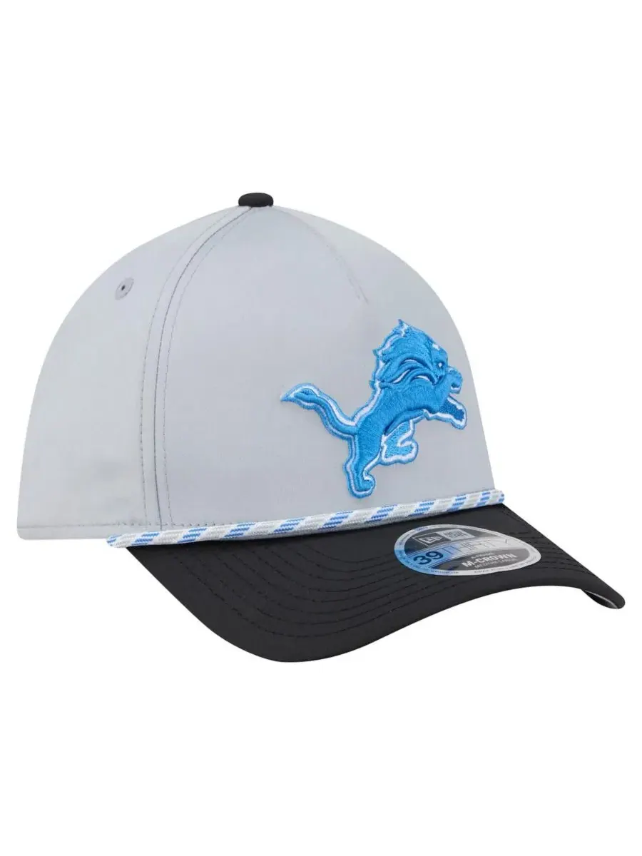 Кепка New Era Detroit Lions Rope M-Crown A-Frame 39THIRTY Flex — изображение 3 из 4, серебристый черный