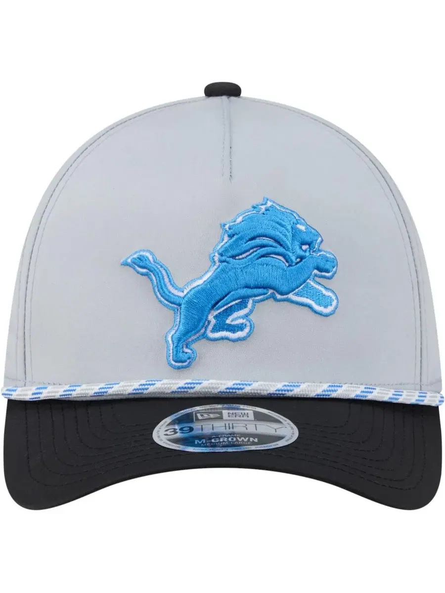Кепка New Era Detroit Lions Rope M-Crown A-Frame 39THIRTY Flex — изображение 4 из 4, серебристый черный