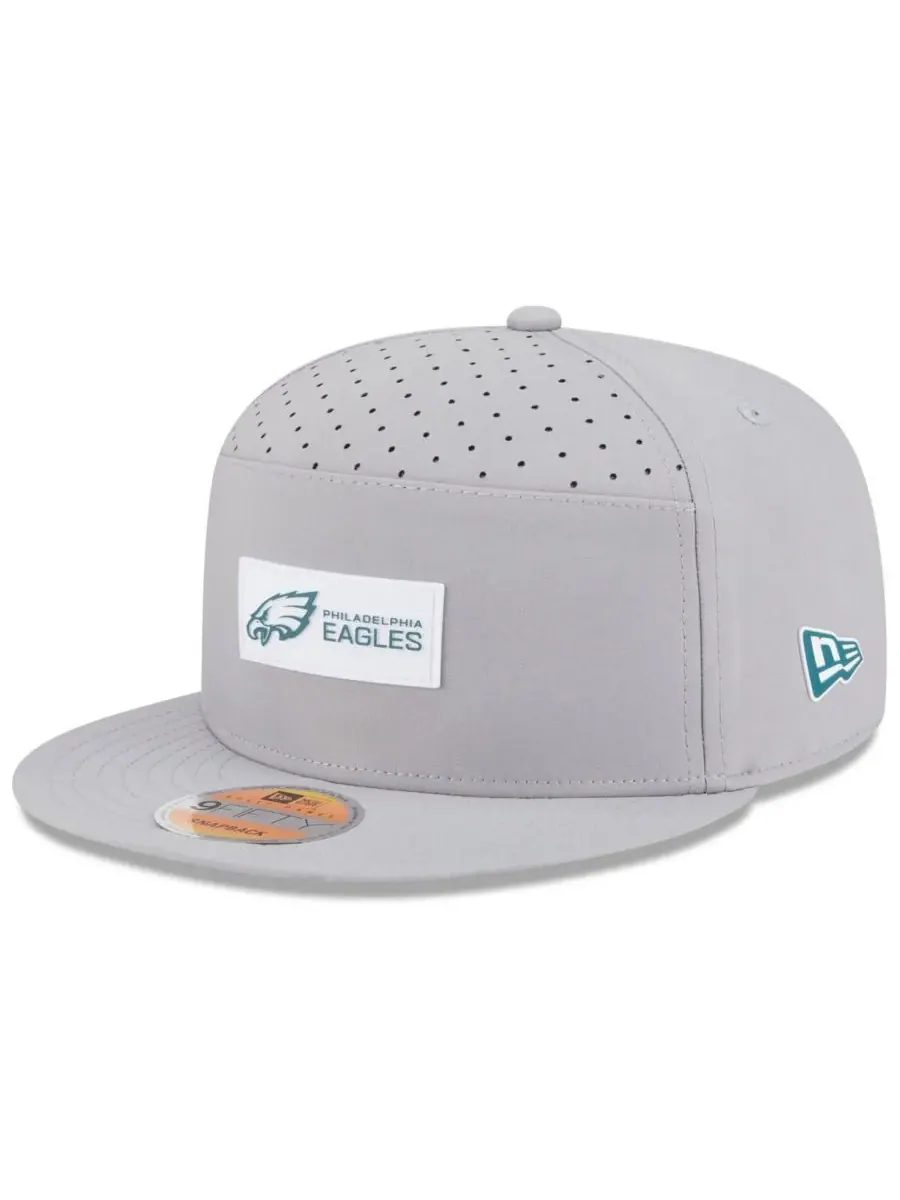 New Era Мужская серая кепка Philadelphia Eagles 2025 Sideline Split Panel 9FIFTY Snapback