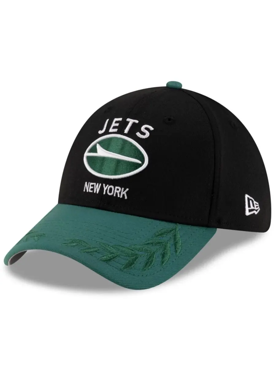 New Era Мужская кепка New York Jets 39THIRTY Flex Hat, черно-зеленая, с символикой драфта НФЛ 2025