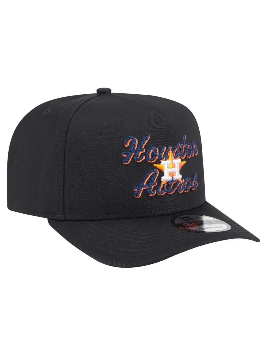 New Era Мужская черная бейсболка Houston Astros Chainstitch 9FIFTY A-Frame Snapback — изображение 2 из 4, черный