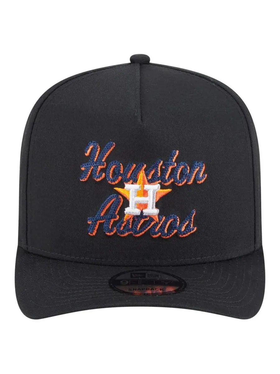 New Era Мужская черная бейсболка Houston Astros Chainstitch 9FIFTY A-Frame Snapback — изображение 3 из 4, черный