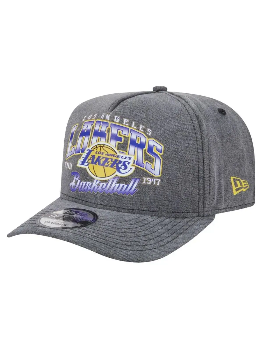 New Era Мужская бейсболка 9FIFTY Snapback цвета угольно-серого с принтом Los Angeles Lakers, в