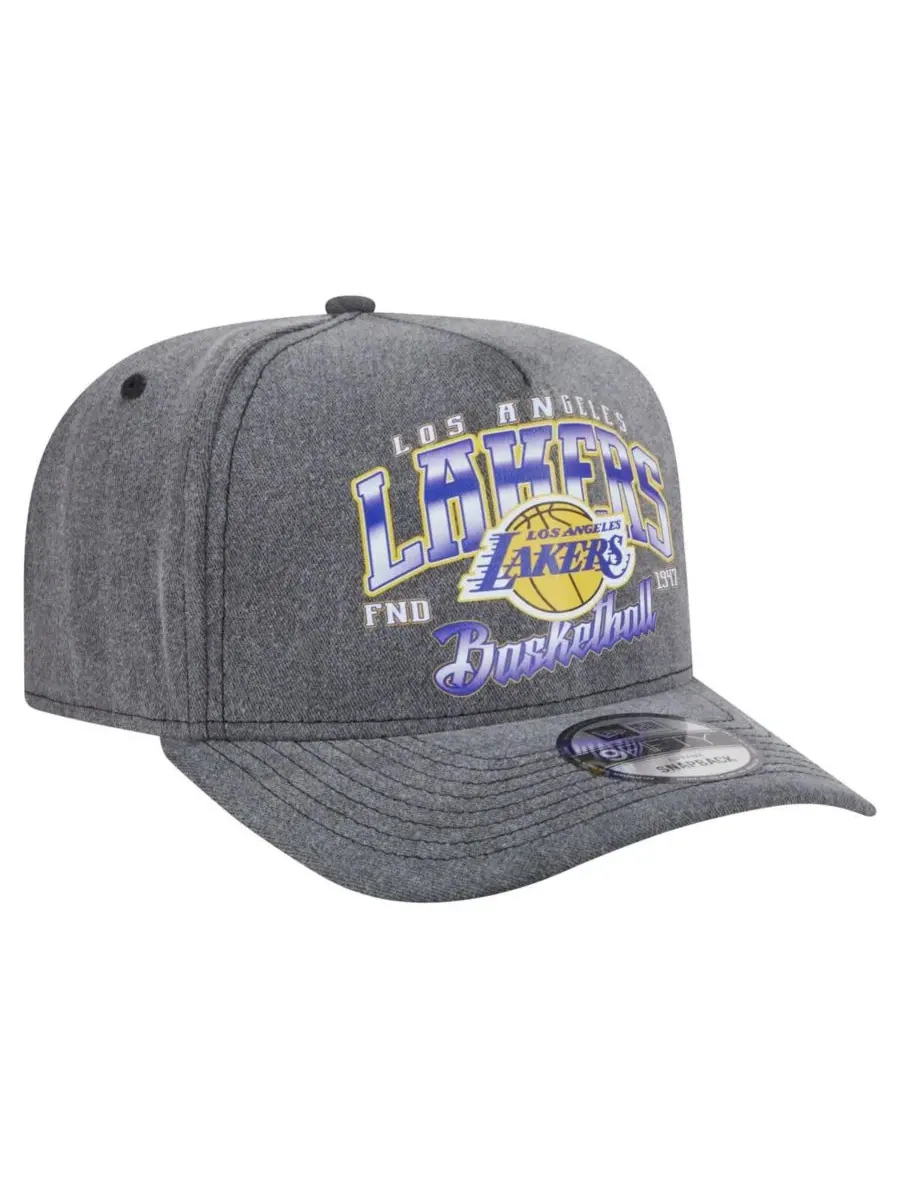 New Era Мужская бейсболка 9FIFTY Snapback цвета угольно-серого с принтом Los Angeles Lakers, в — изображение 3 из 5