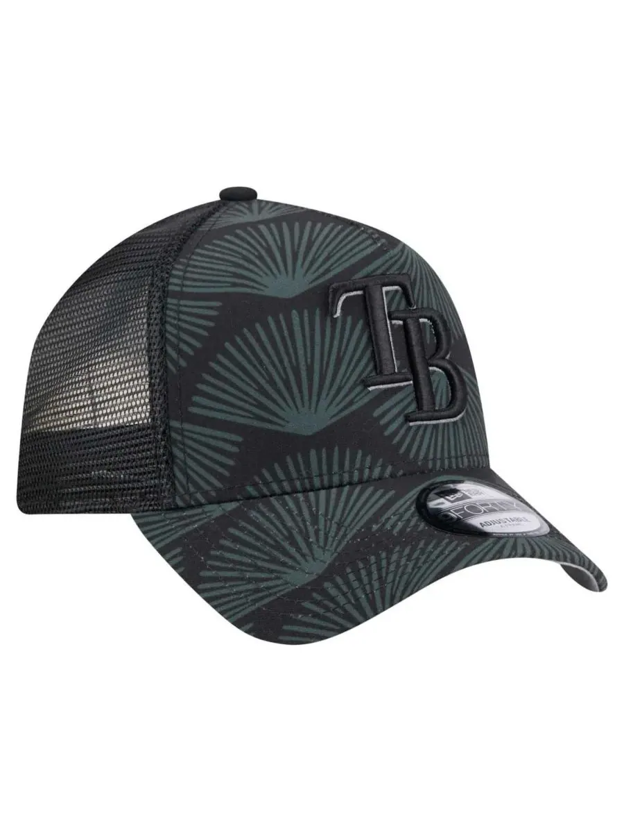 New Era Мужская черная регулируемая кепка-тракер Tampa Bay Rays 9FORTY A-Frame — изображение 2 из 4, черный