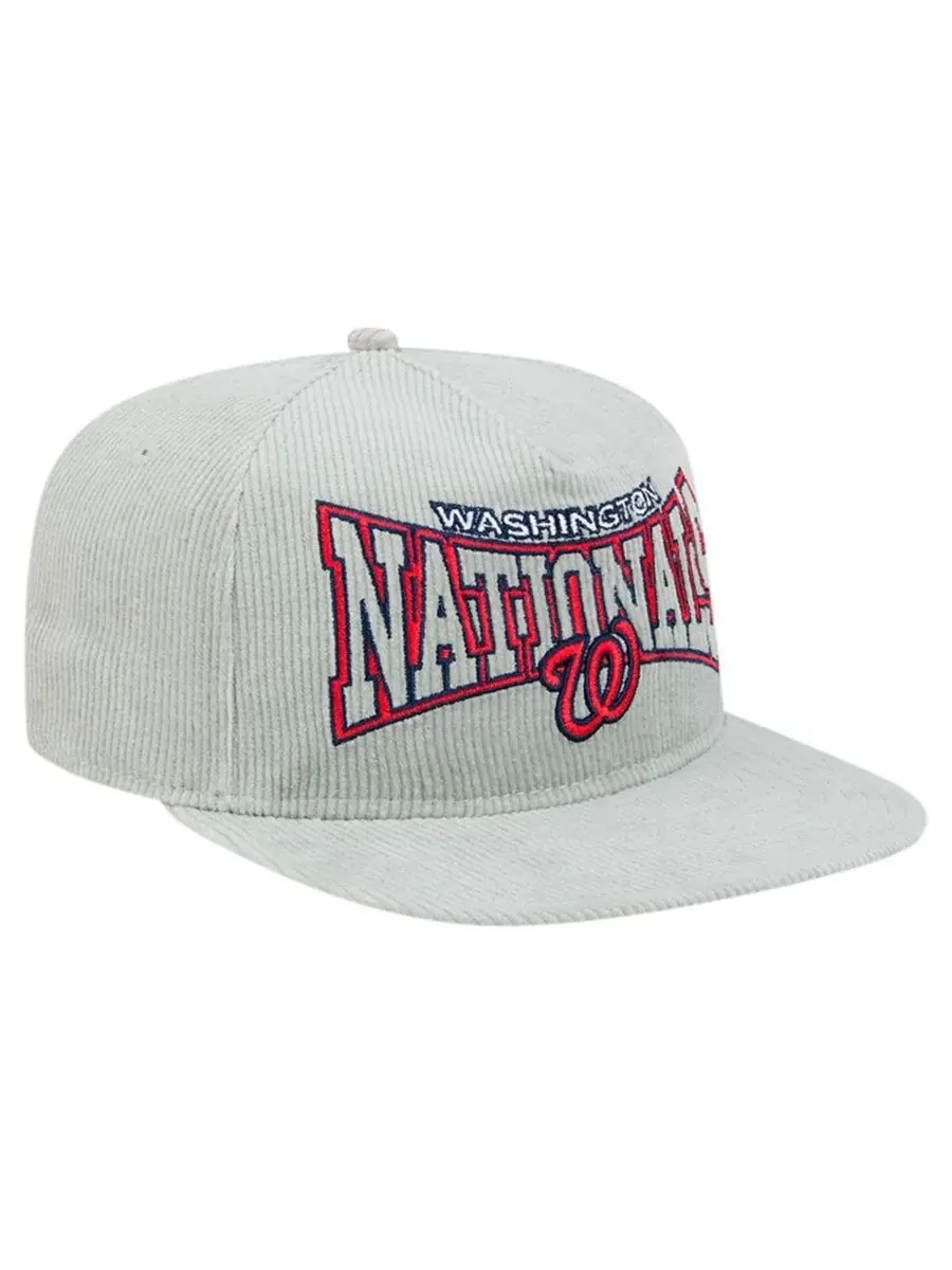 New Era Мужская серая вельветовая кепка-бейсболка Washington Nationals с регулируемой застежкой — изображение 3 из 4, серый