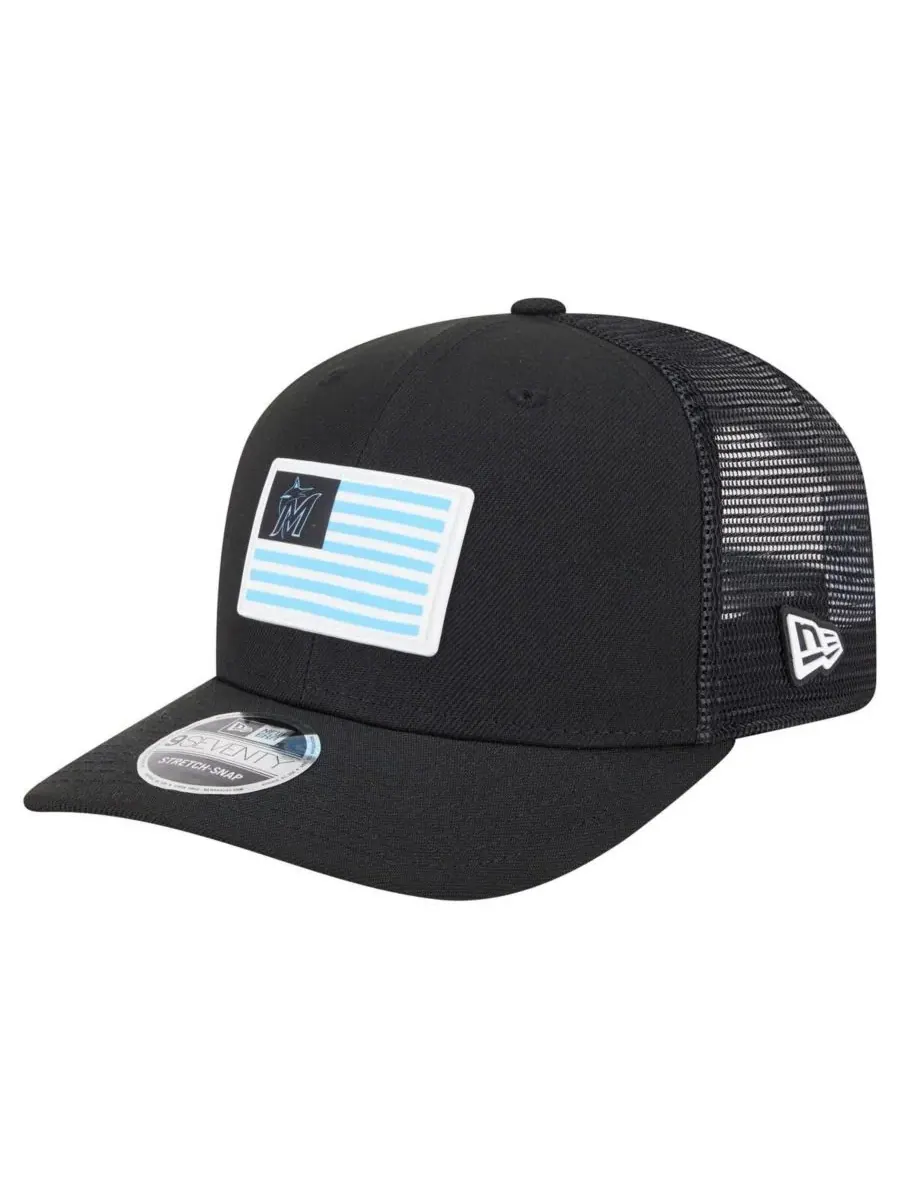 New Era Мужская черная кепка Miami Marlins с флагом 9SEVENTY COOLERA на эластичных кнопках
