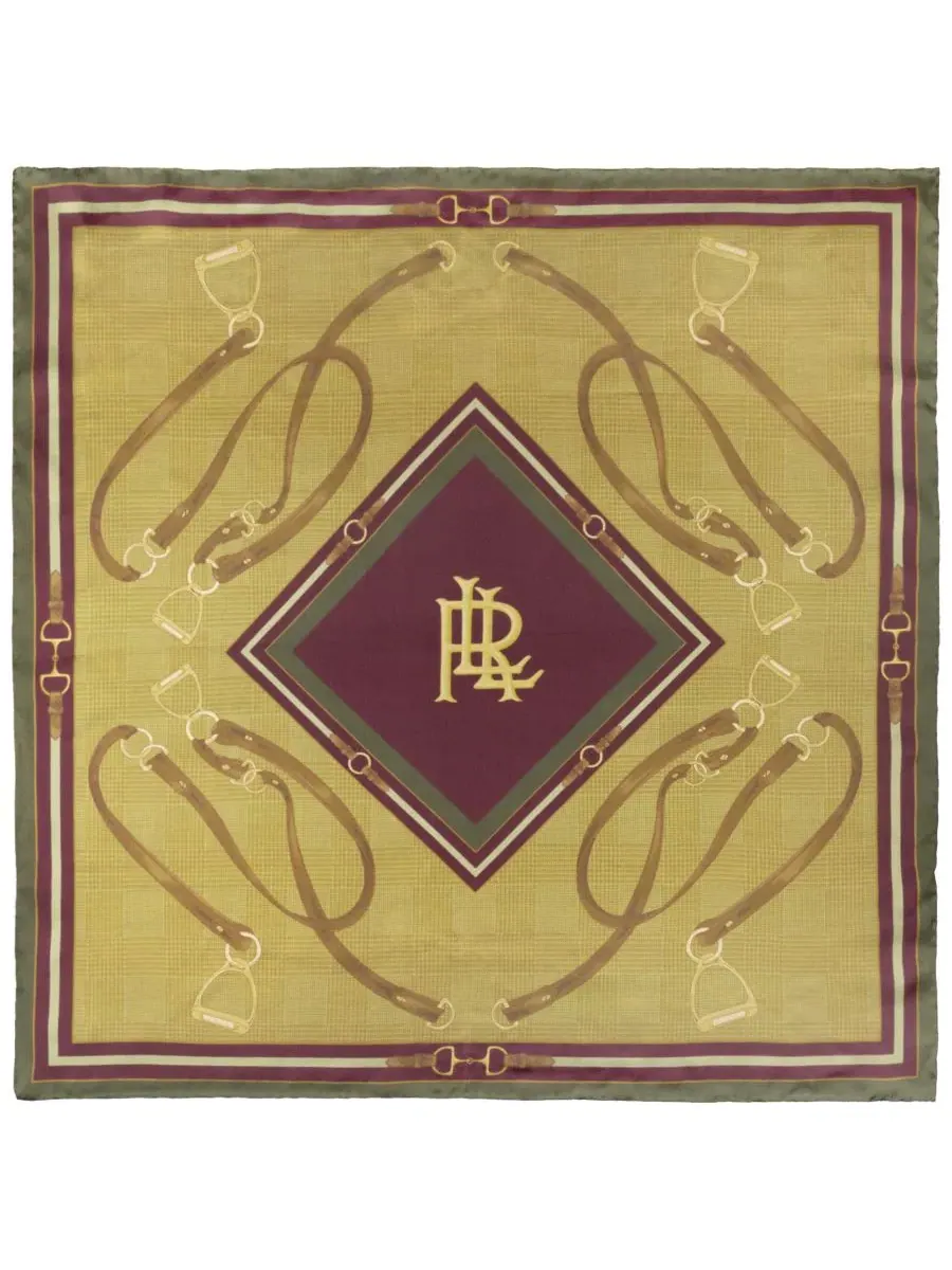 Шелковый квадратный платок с принтом Equestrian Glenplaid Square Scarf Lauren Ralph Lauren