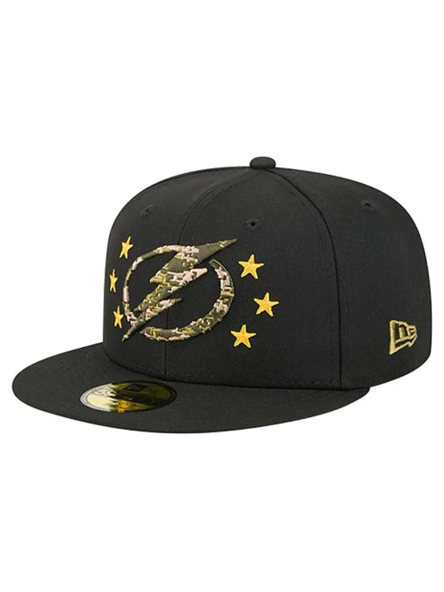 New Era Мужская черная бейсболка Tampa Bay Lightning Military Appreciation Digital Camo Stars — изображение 3 из 4, черный