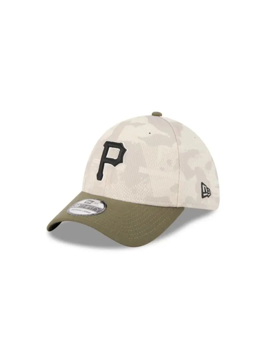 New Era Мужская светло-бежевая/оливковая кепка Pittsburgh Pirates ко Дню вооруженных сил 2025 года