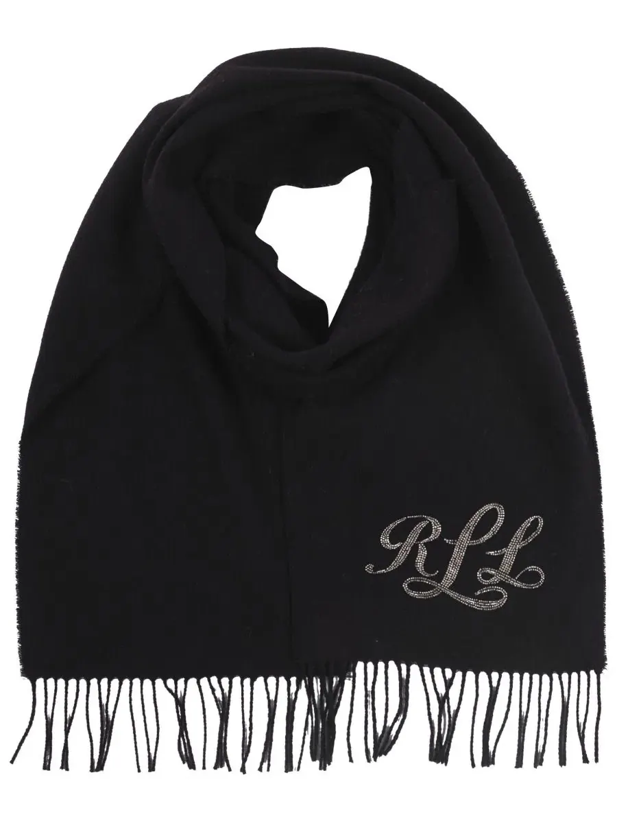 Шарф из шерсти с вышитым логотипом и бусинами Lauren Ralph Lauren