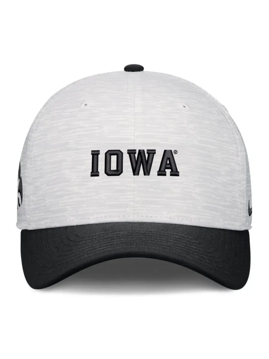 Бейсболка с высокой тульей, Dri-FIT, из шерстяного твила, с вышивкой Iowa Hawkeyes Nike — изображение 2 из 4, белый черный