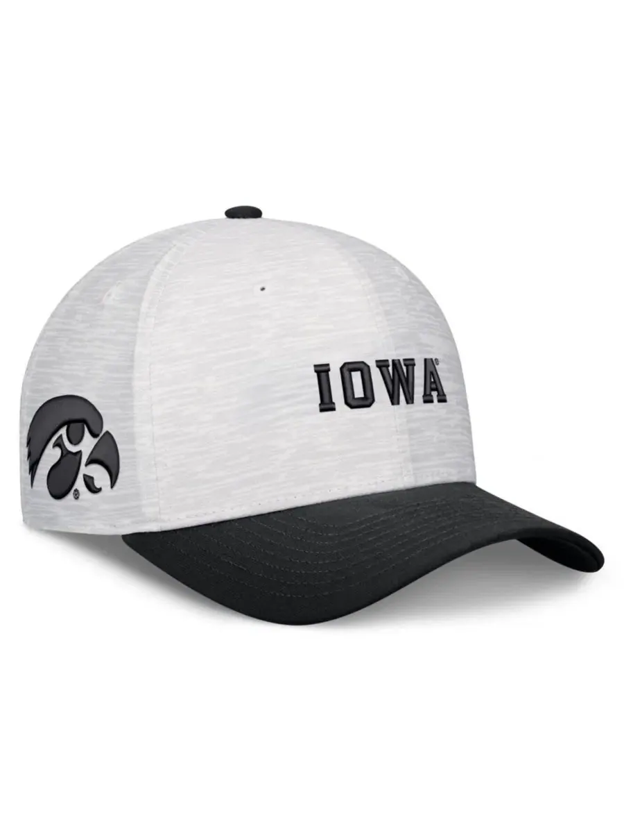 Бейсболка с высокой тульей, Dri-FIT, из шерстяного твила, с вышивкой Iowa Hawkeyes Nike — изображение 3 из 4, белый черный