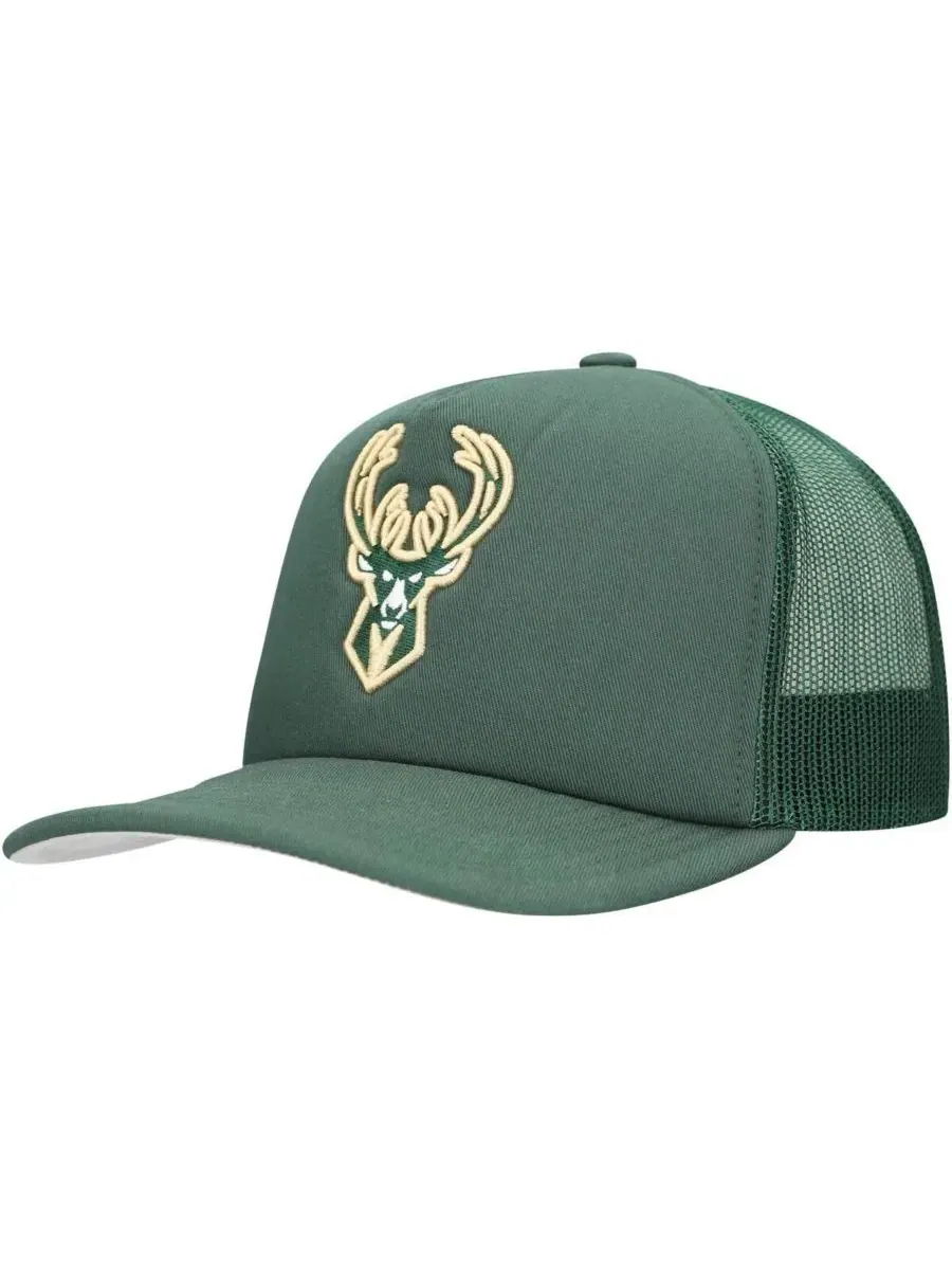 Mitchell & Ness Мужская регулируемая кепка-тракер Milwaukee Bucks Core Evergreen OTC цвета Hunter