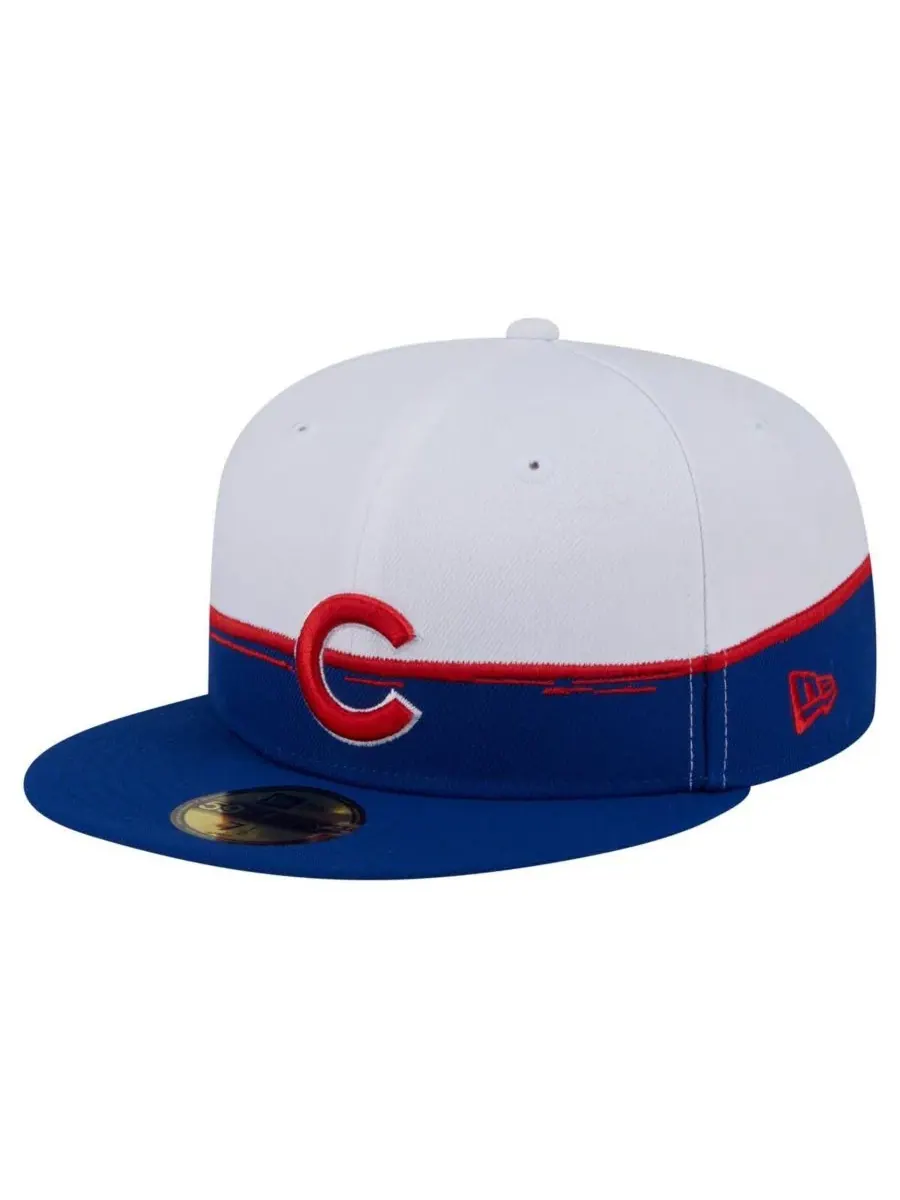 Мужская бейсболка Chicago Cubs Paint Stroke 59FIFTY с королевским/белым цветом верха New Era