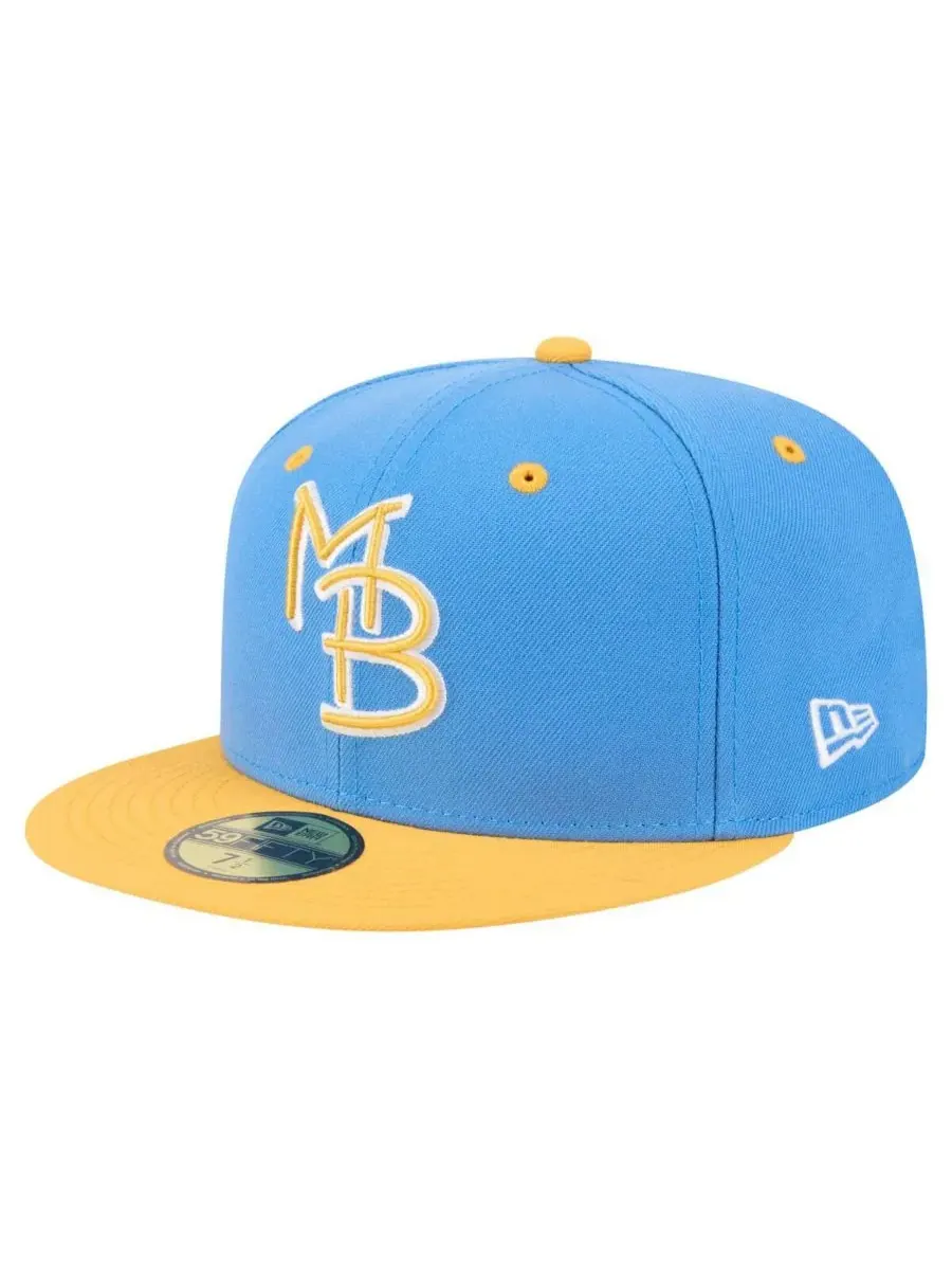 New Era Мужская кепка Myrtle Beach Pelicans Authentic Collection 59FIFTY сине-желтого цвета