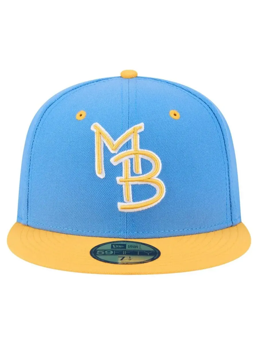 New Era Мужская кепка Myrtle Beach Pelicans Authentic Collection 59FIFTY сине-желтого цвета — изображение 2 из 4
