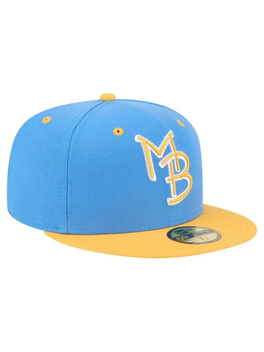 New Era Мужская кепка Myrtle Beach Pelicans Authentic Collection 59FIFTY сине-желтого цвета — изображение 3 из 4