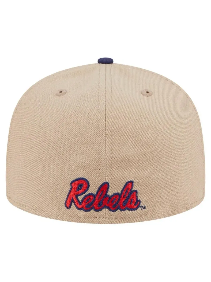 New Era Мужская кепка цвета хаки Ole Miss Rebels Two-Tone 59FIFTY Fitted Hat — изображение 3 из 5