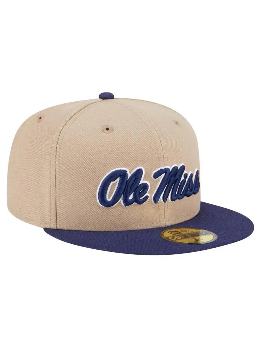 New Era Мужская кепка цвета хаки Ole Miss Rebels Two-Tone 59FIFTY Fitted Hat — изображение 4 из 5