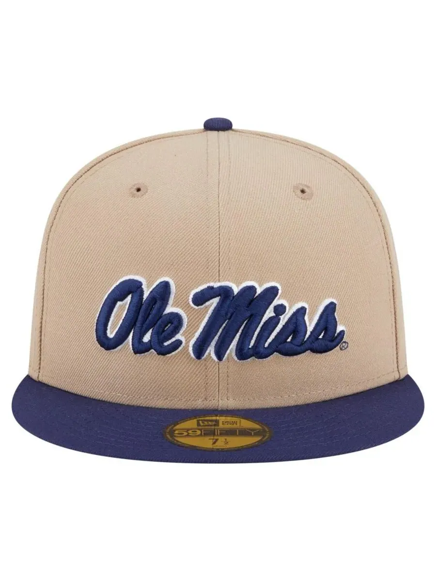 New Era Мужская кепка цвета хаки Ole Miss Rebels Two-Tone 59FIFTY Fitted Hat — изображение 5 из 5