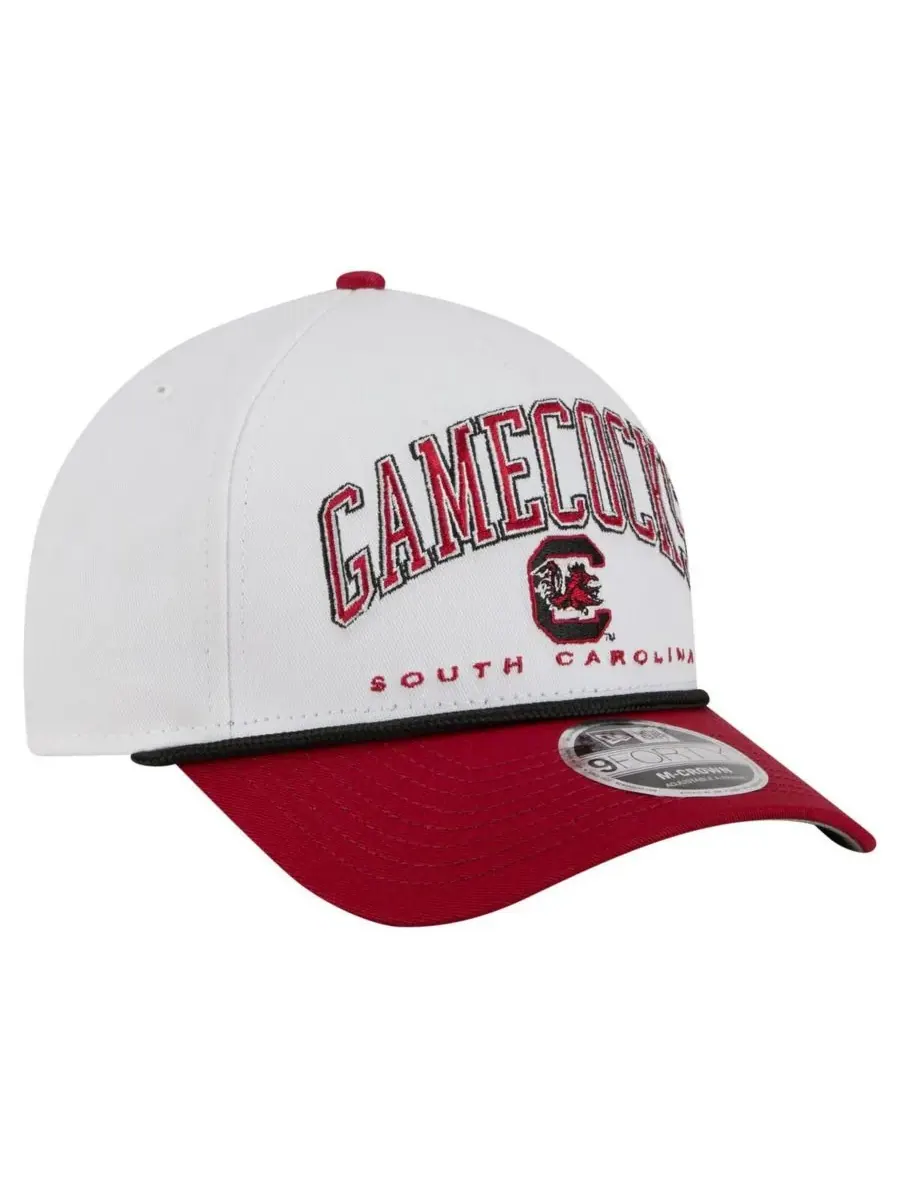 New Era Мужская бело-гранатовая кепка South Carolina Gamecocks Arch Two-Tone Rope 9FORTY A-Frame — изображение 4 из 5, белый