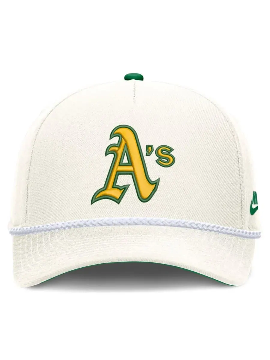Кепка Nike Oakland Athletics Cooperstown Collection Rise — изображение 2 из 5, бежевый
