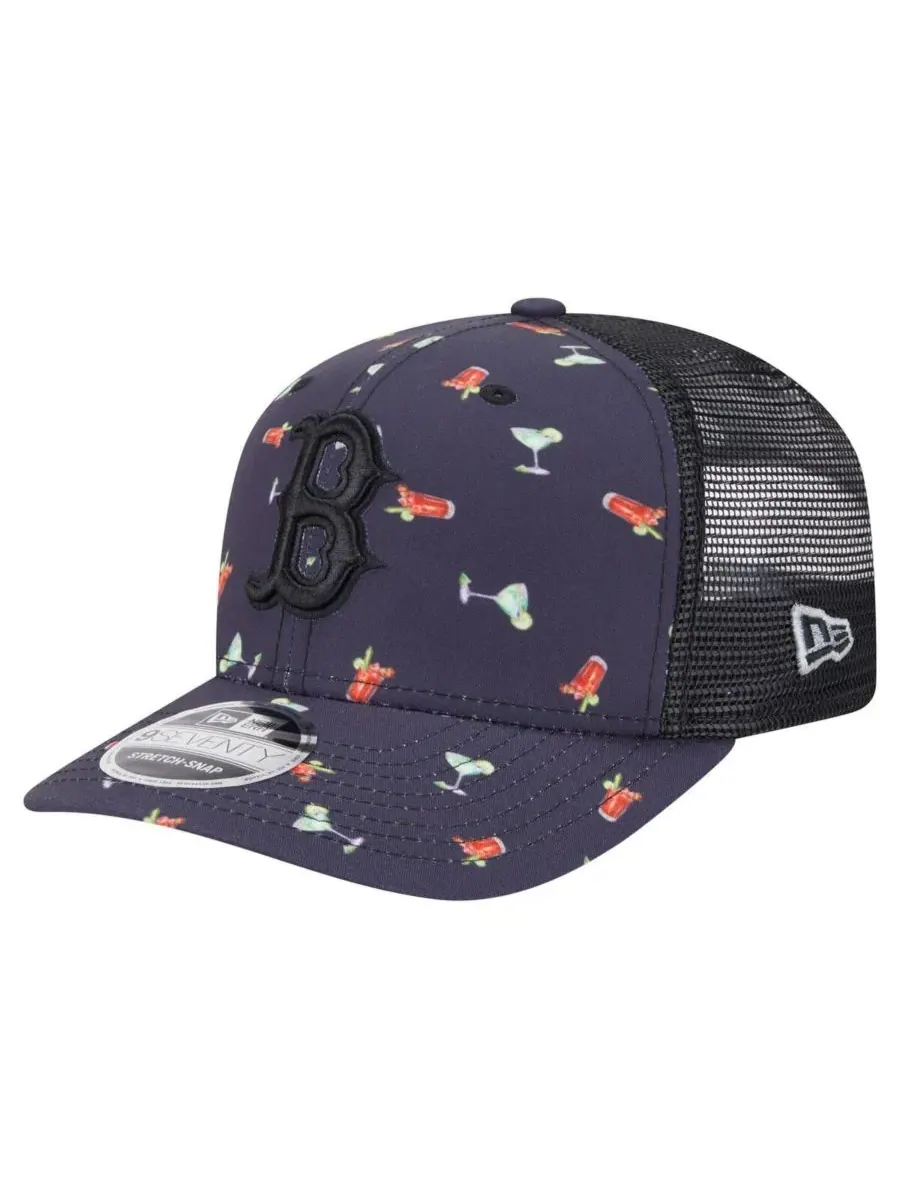 New Era Мужская черная бейсболка Boston Red Sox Adventure Drinks Pattern 9SEVENTY с эластичными