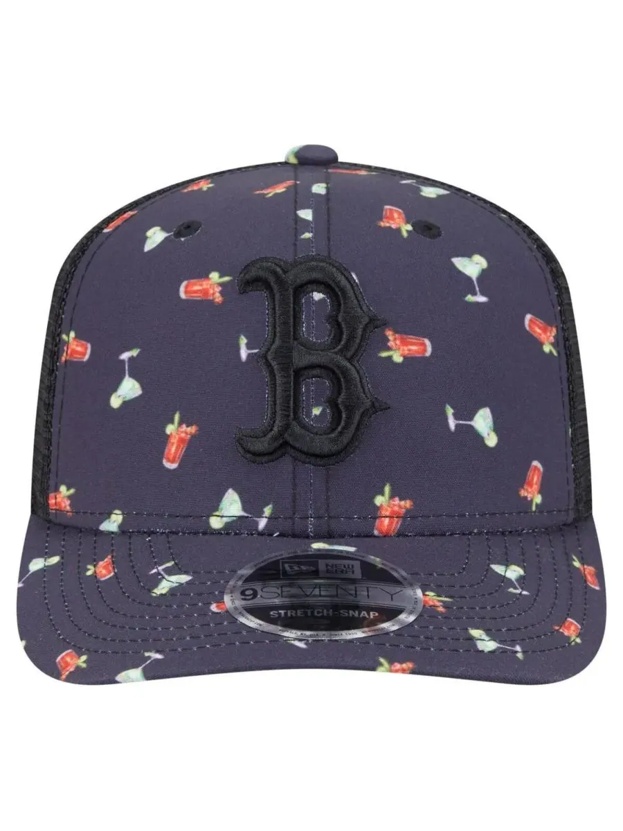New Era Мужская черная бейсболка Boston Red Sox Adventure Drinks Pattern 9SEVENTY с эластичными — изображение 4 из 4, черный