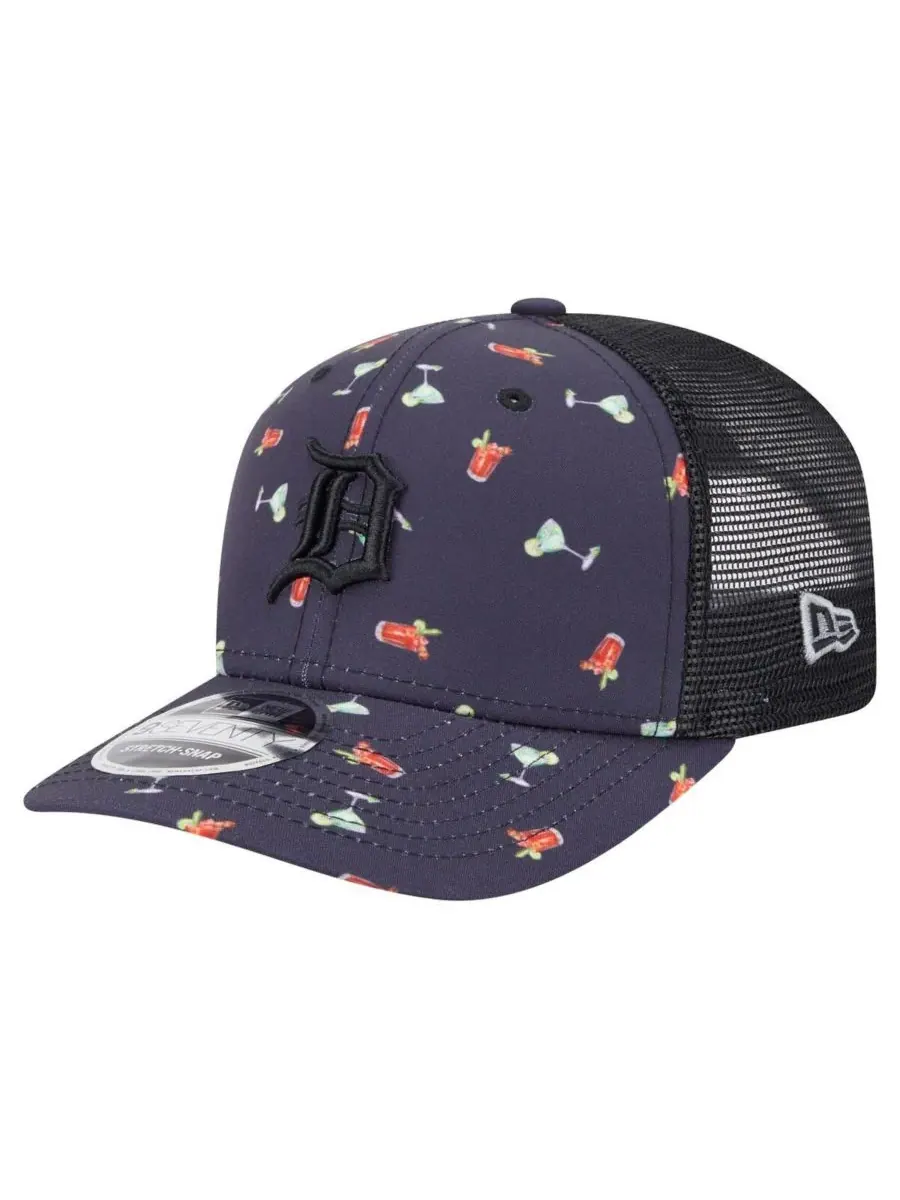 New Era Мужская черная кепка Detroit Tigers Adventure Drinks Pattern 9SEVENTY с эластичными