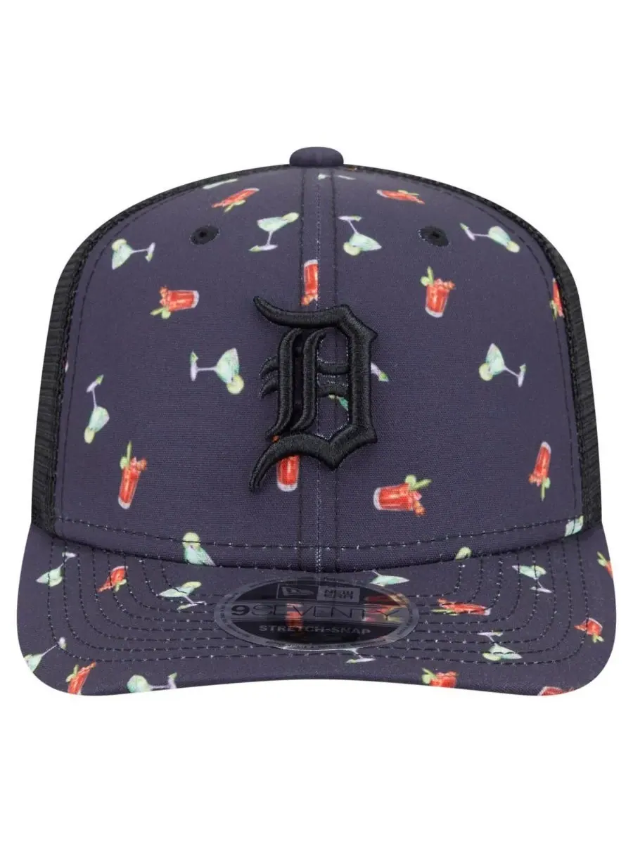 New Era Мужская черная кепка Detroit Tigers Adventure Drinks Pattern 9SEVENTY с эластичными — изображение 2 из 4, черный