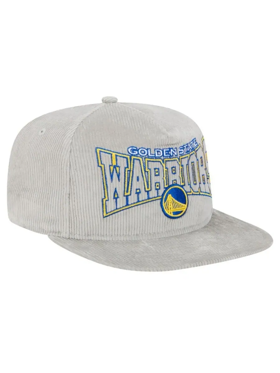 New Era Мужская серая вельветовая кепка-бейсболка Golden State Warriors в стиле ретро — изображение 3 из 5, серый