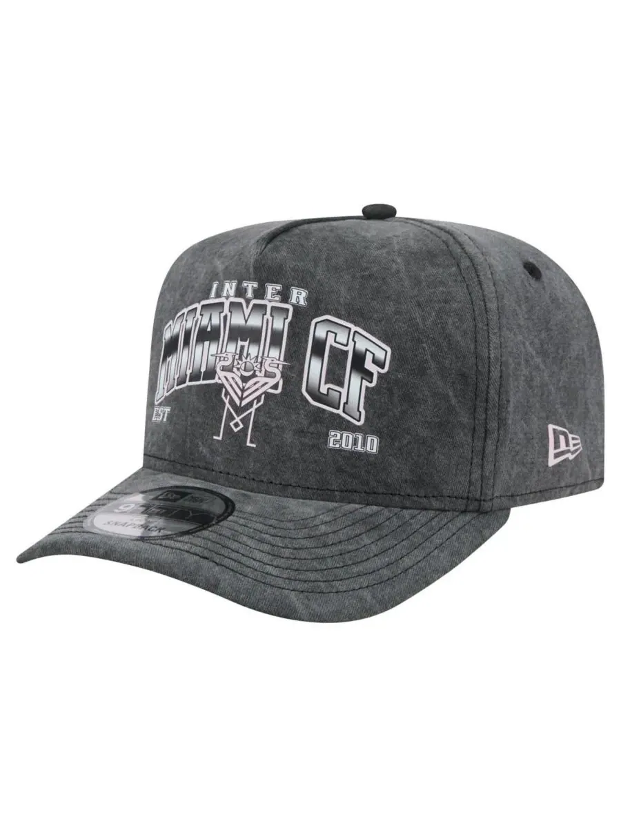 New Era Мужская черная кепка Inter Miami CF Washed 9FIFTY A-Frame с регулируемым размером