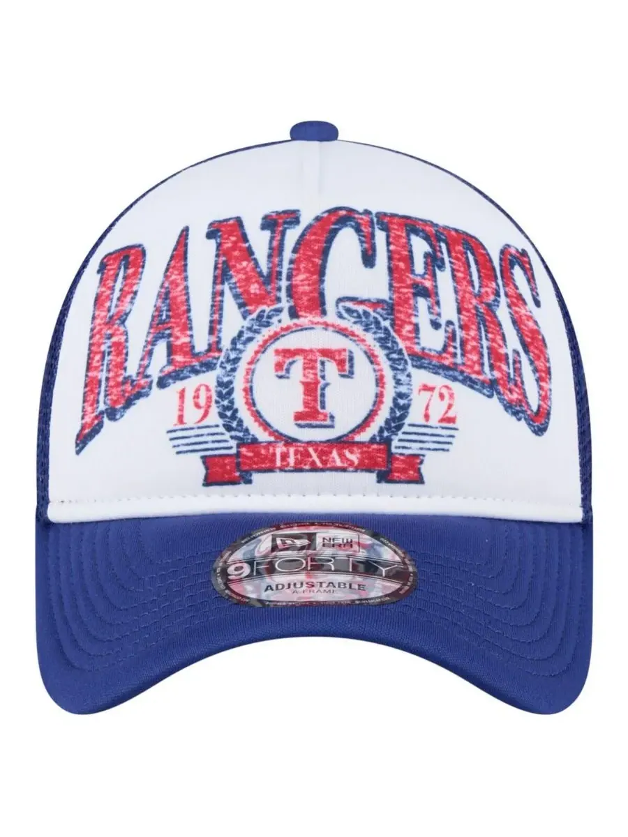 New Era Мужская белая/королевская бейсболка Texas Rangers Trucker A-Frame 9FORTY с регулируемым — изображение 2 из 4, белый