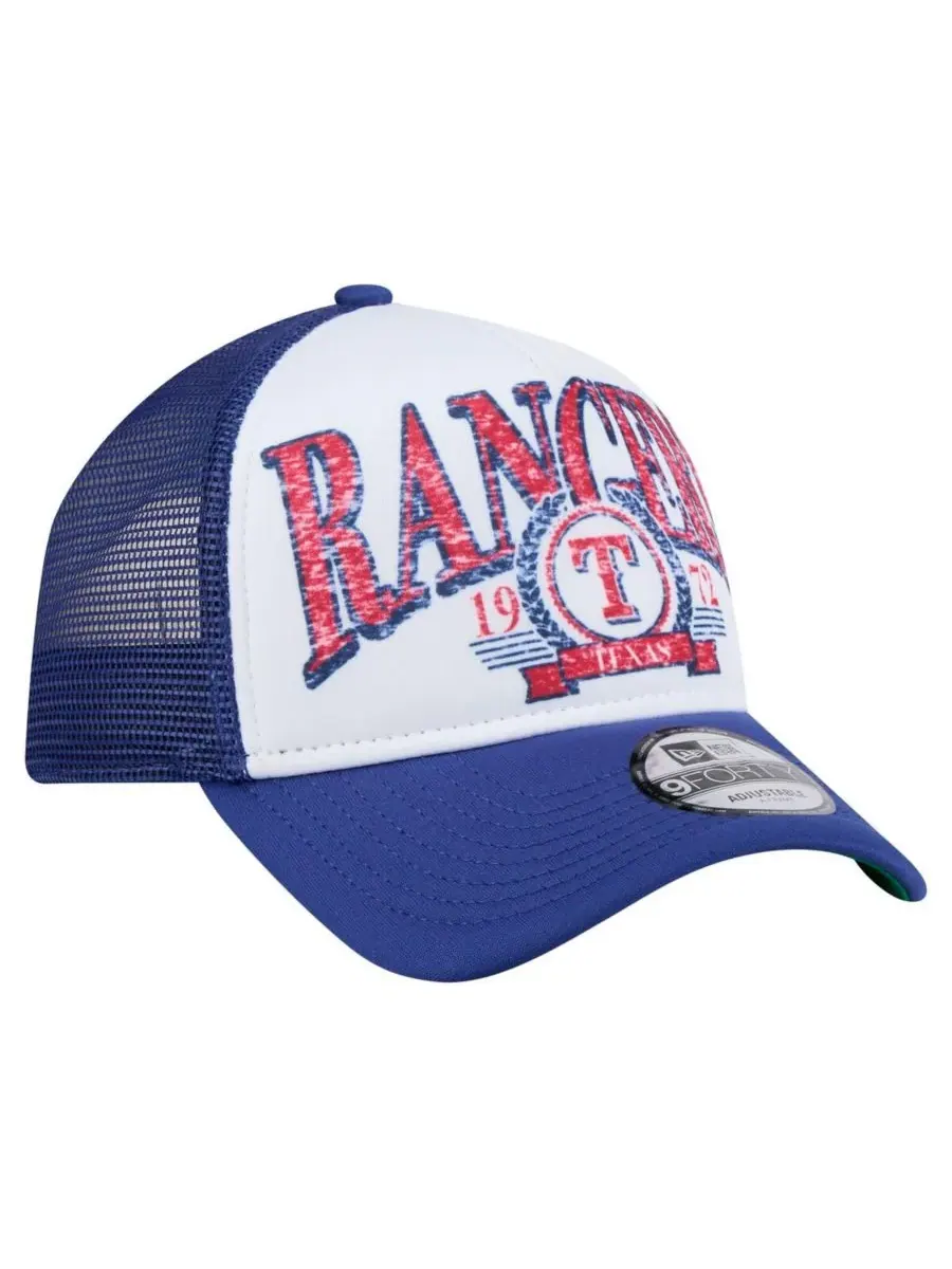 New Era Мужская белая/королевская бейсболка Texas Rangers Trucker A-Frame 9FORTY с регулируемым — изображение 3 из 4, белый