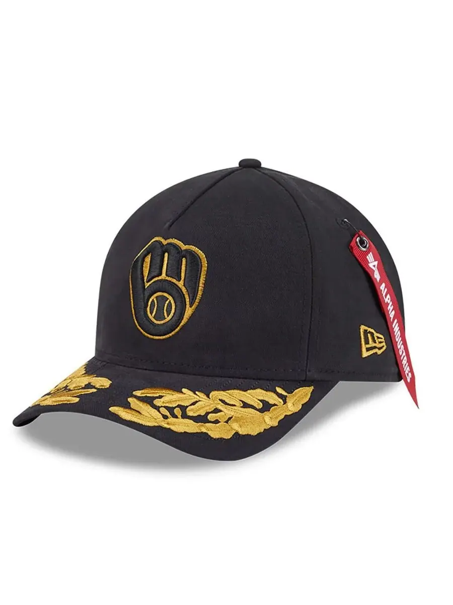 New Era Мужская черная регулируемая бейсболка Milwaukee Brewers A-Frame 9FORTY