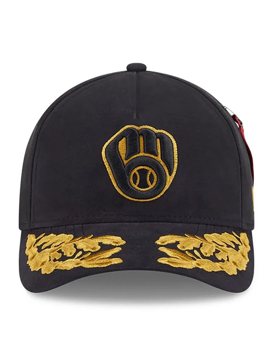New Era Мужская черная регулируемая бейсболка Milwaukee Brewers A-Frame 9FORTY — изображение 2 из 4, черный