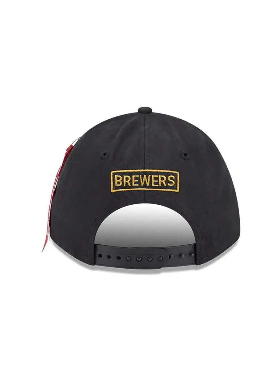 New Era Мужская черная регулируемая бейсболка Milwaukee Brewers A-Frame 9FORTY — изображение 3 из 4, черный