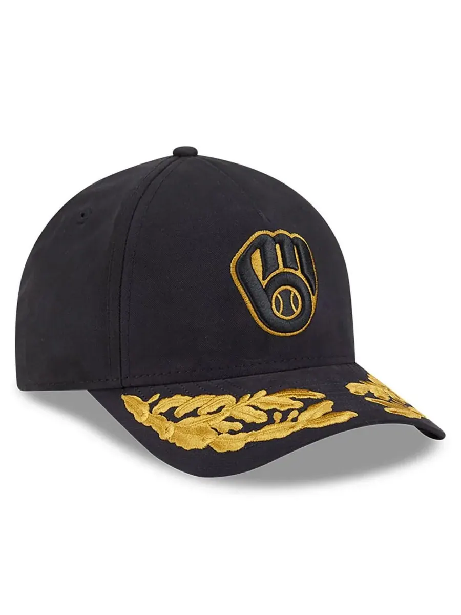 New Era Мужская черная регулируемая бейсболка Milwaukee Brewers A-Frame 9FORTY — изображение 4 из 4, черный
