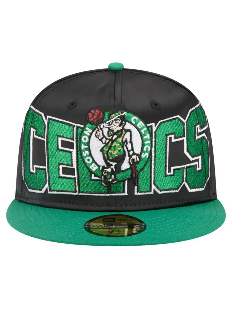 New Era Мужская двухцветная атласная кепка Boston Celtics 59FIFTY — изображение 3 из 4, черный зеленый