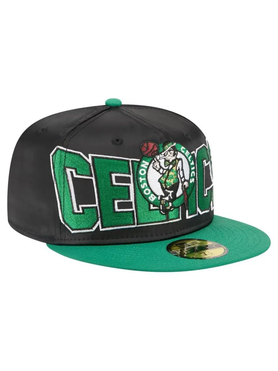 New Era Мужская двухцветная атласная кепка Boston Celtics 59FIFTY — изображение 4 из 4, черный зеленый