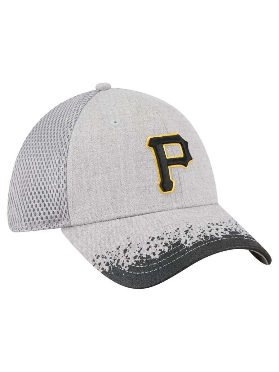 Мужская серая кепка Pittsburgh Pirates с козырьком и рисунком в виде брызг краски, модель 39THIRTY — изображение 3 из 4