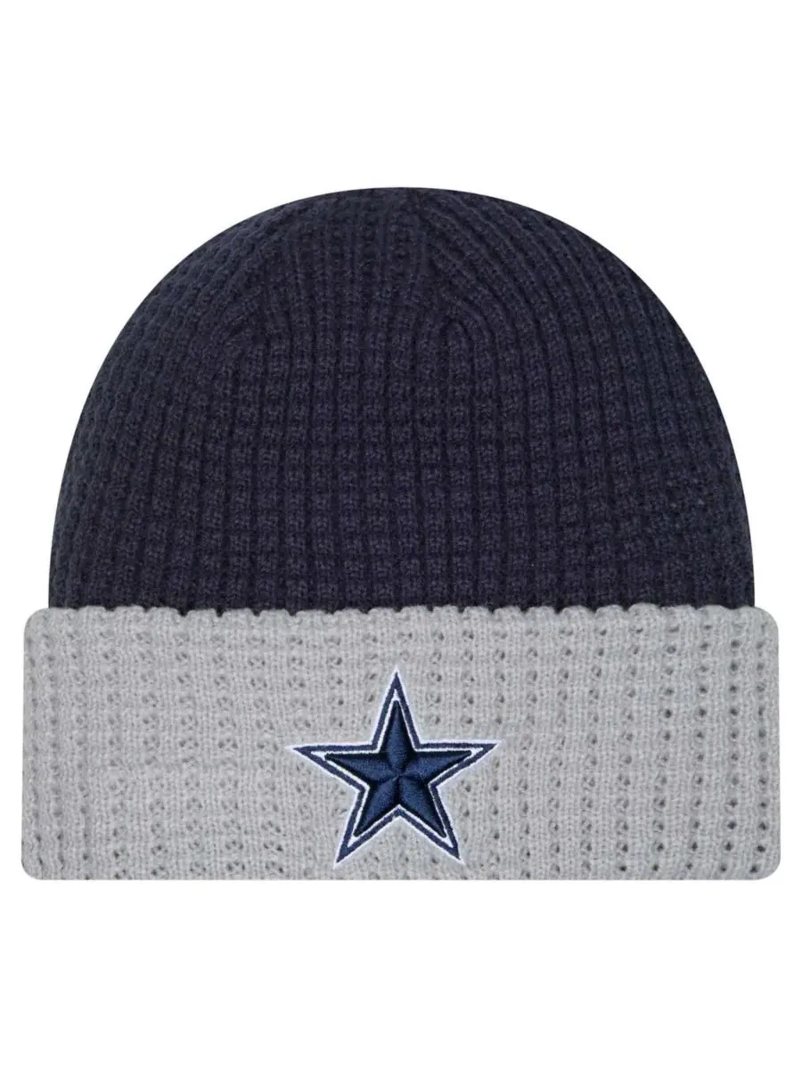 New Era Мужская темно-синяя вязаная шапка с вафельной манжетой и логотипом Dallas Cowboys