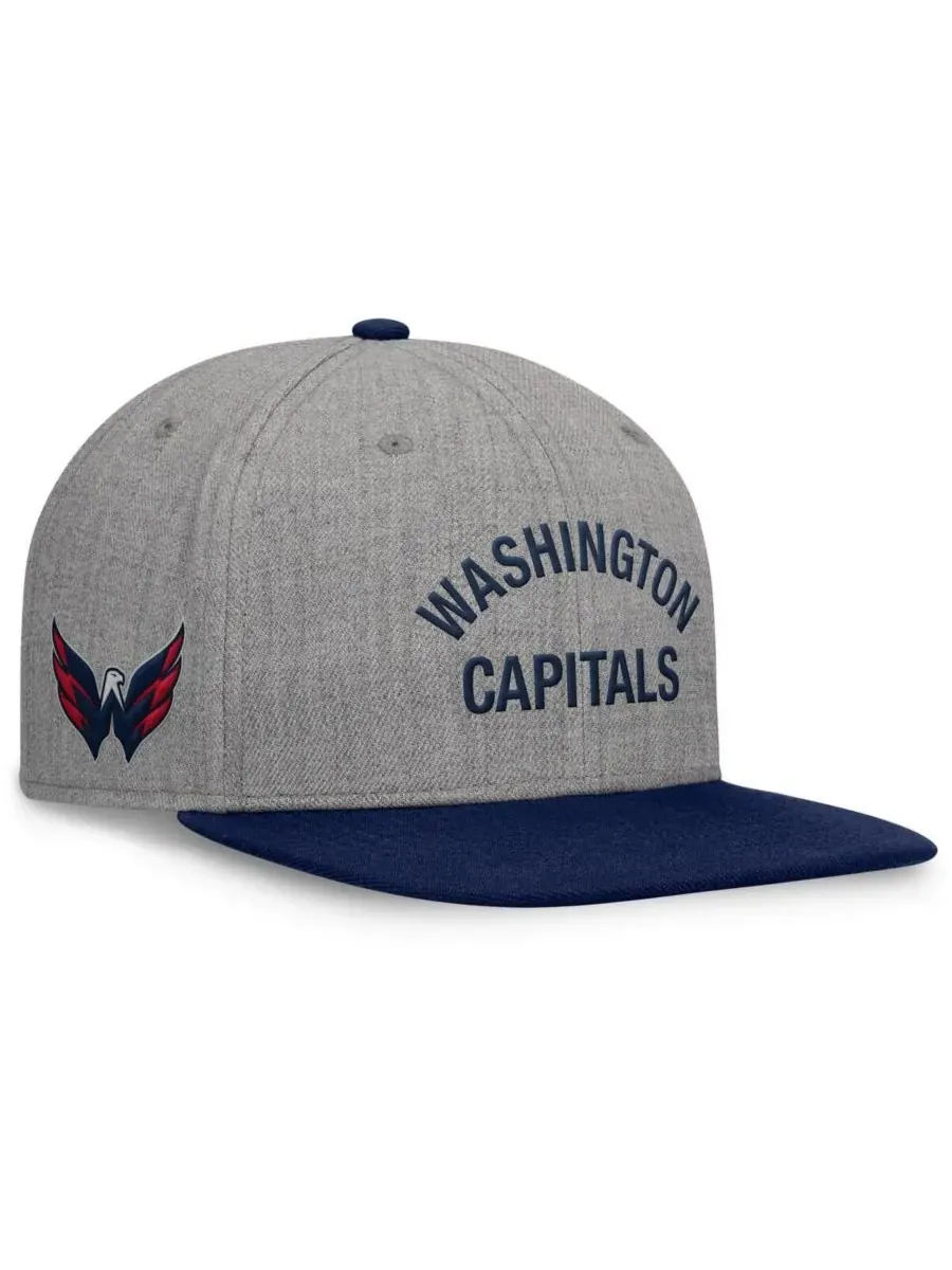 Fanatics Мужская бейсболка Washington Capitals Elements серого цвета с плоским козырьком и кожаным