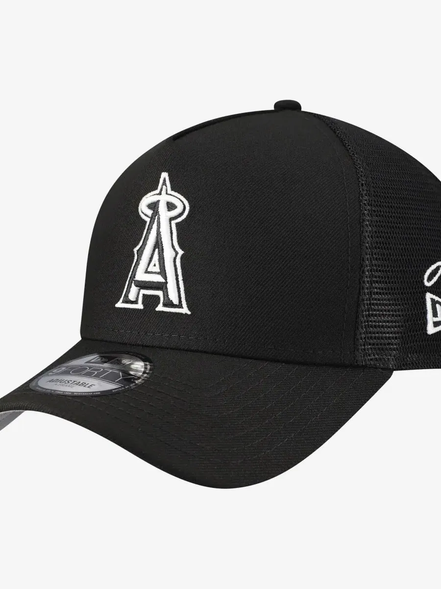 Кепка-тракер New Era Los Angeles Angels Side Script 9FORTY A-Frame — изображение 3 из 4, черный