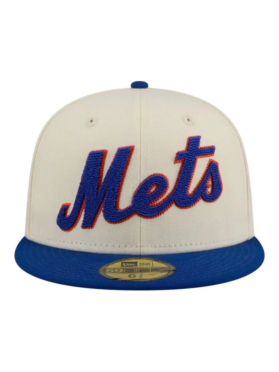 Бейсболка New York Mets Two-Tone Stitch 59FIFTY New Era — изображение 2 из 5, кремовый