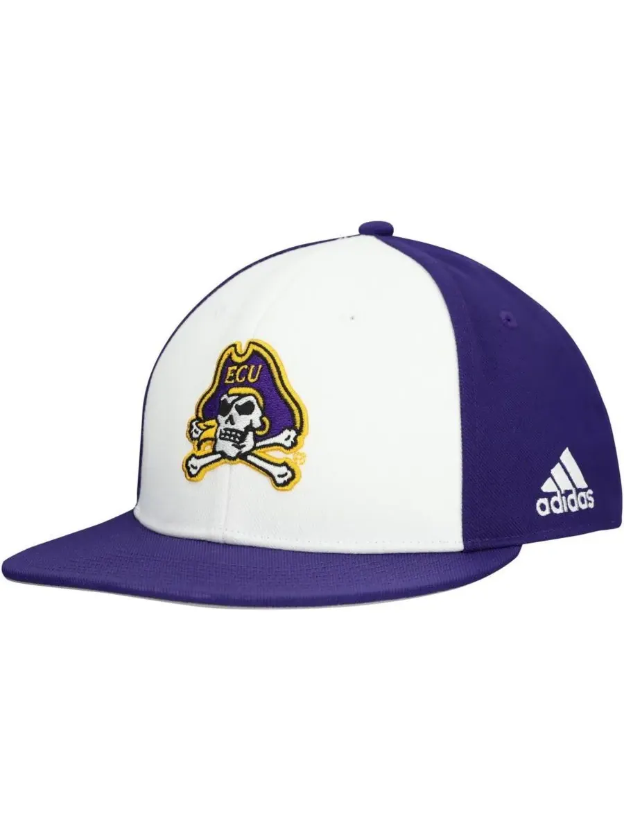 Adidas Мужская бело-фиолетовая бейсболка ECU Pirates On Field