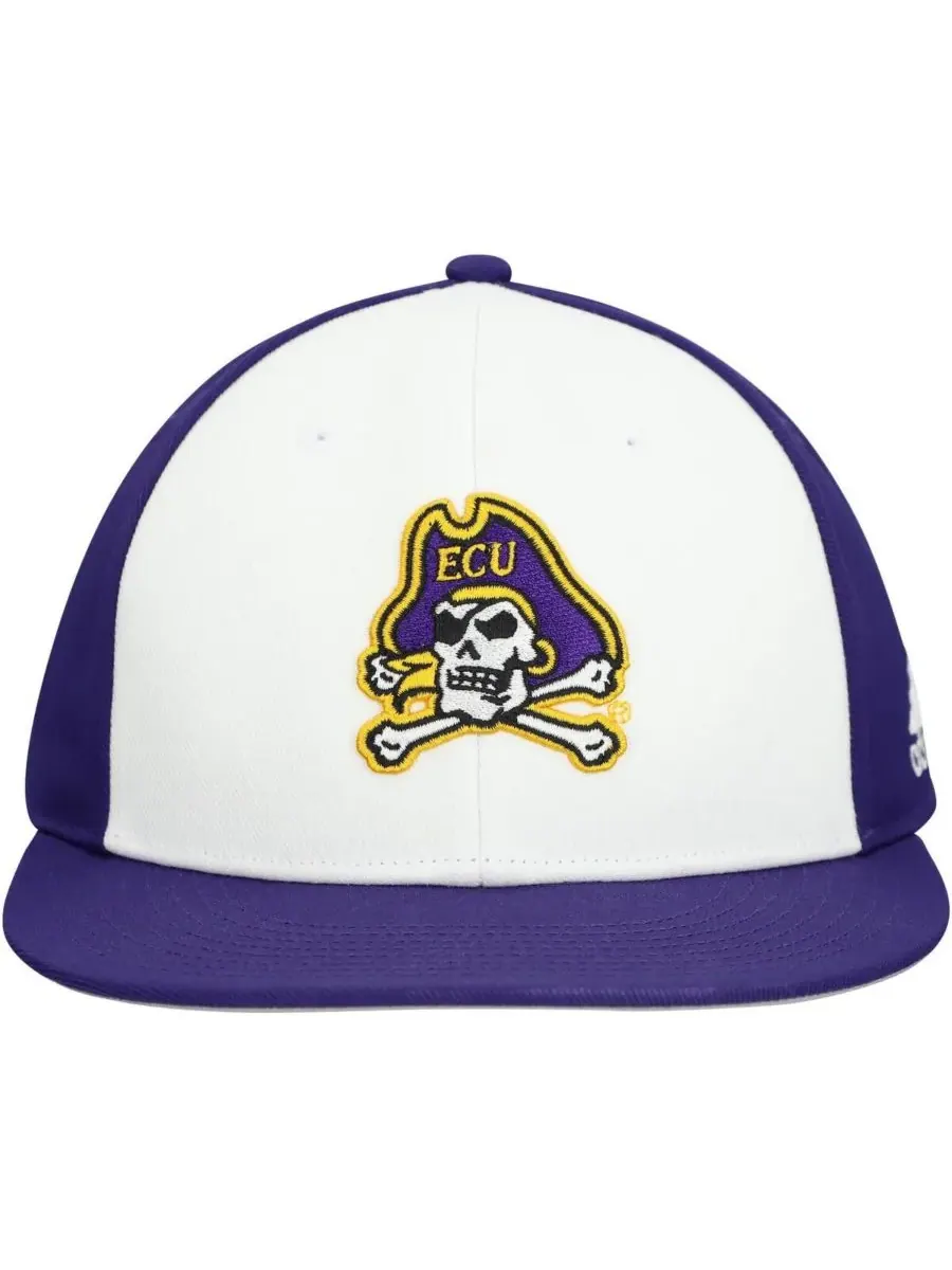 Adidas Мужская бело-фиолетовая бейсболка ECU Pirates On Field — изображение 2 из 4, белый фиолетовый