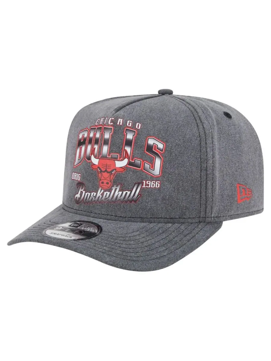 New Era Мужская бейсболка Chicago Bulls Throwback Washed Pre-Curved 9FIFTY Snapback угольного цвета